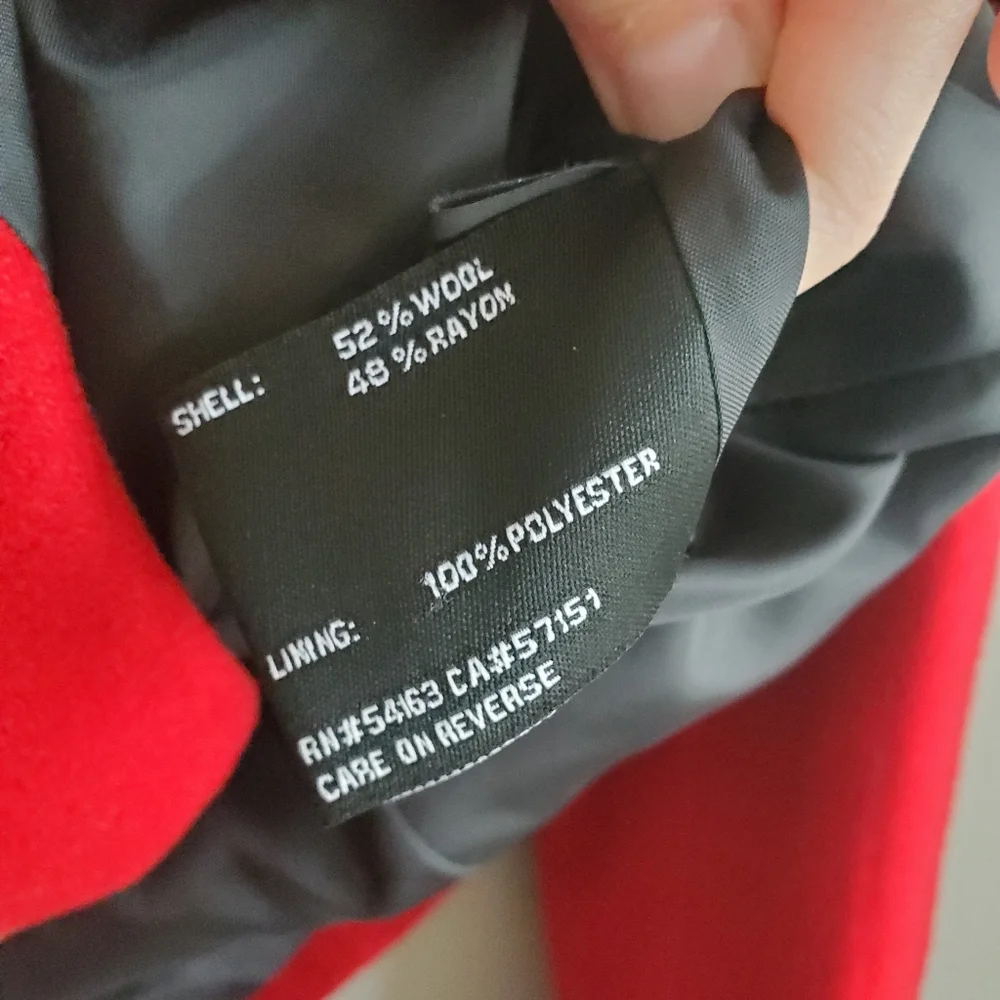 Black Rivet Women's Wool‎ Blend Button Up Peacoat in Red Size S - Picture 6 of 7